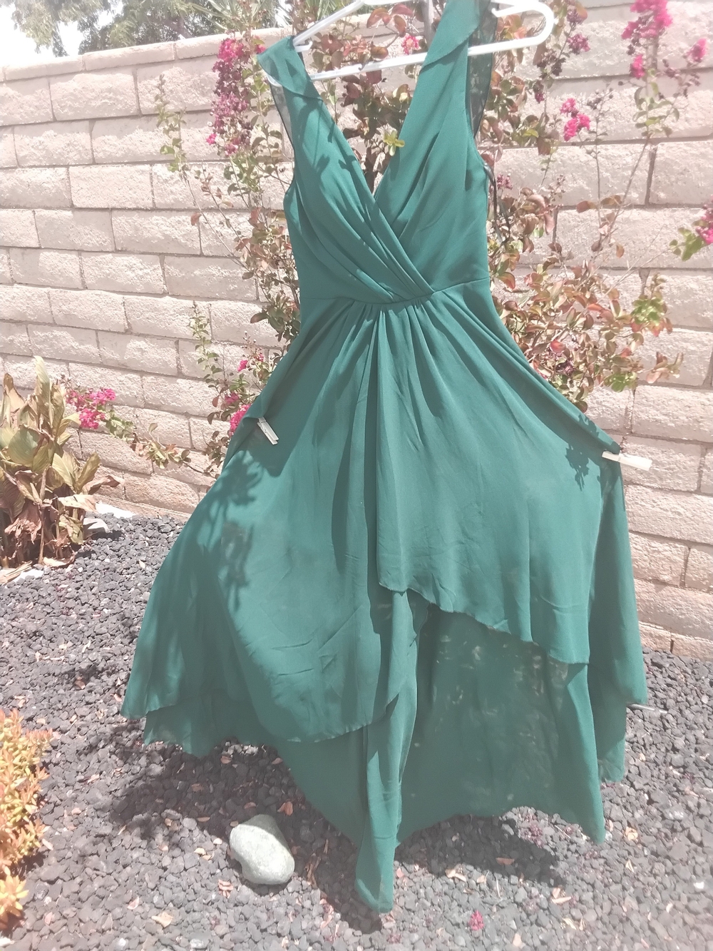 Elegant Deep Green V-Neck Sleeveless. Maxy Dress S